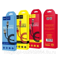 Кабель USB - Type-C Hoco X26 Xpress, 1 м, круглый, 2.1A, ткань (чёрный, красная вставка)