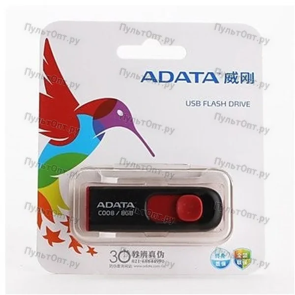 USB 8GB A-Data C008 чёрный/красный
