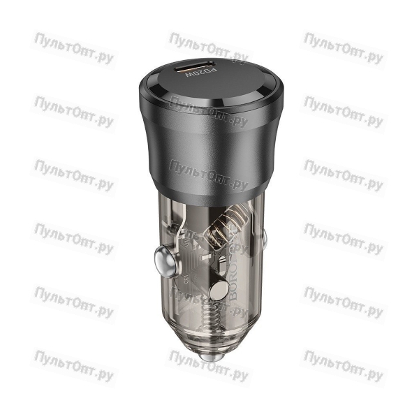 Блок питания автомобильный 1 Type-C Borofone BZ24 Clever, пластик, PD20Вт, QC3.0, цвет: чёрный (1/98