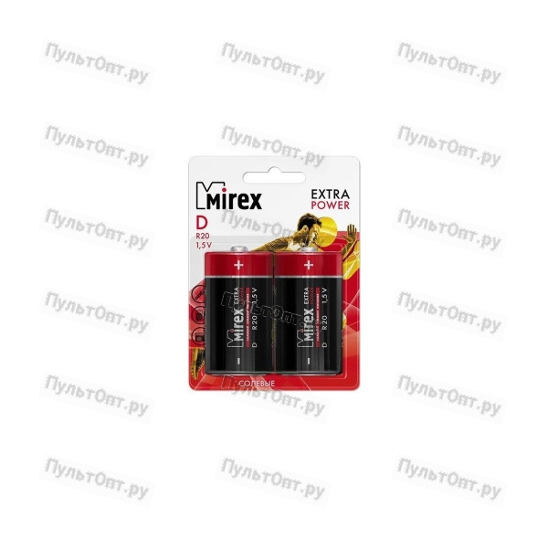 Эл. пит. Mirex R20 / D 1,5V 2 шт (2/12/96), ecopack