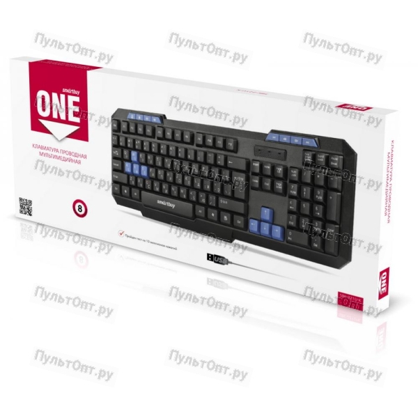 Клавиатура Smartbuy ONE 221, USB, черная, проводная, мультимедийная