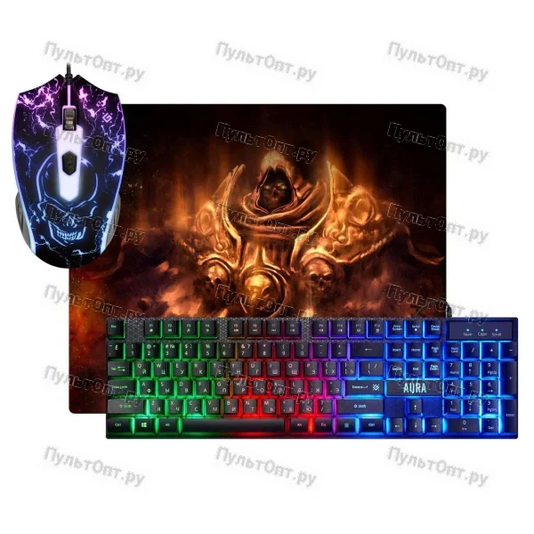 Игровой набор Defender Aura MKP-117 RU,Light,Мышь + Клавиатура + Ковер