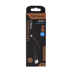 Кабель GoPower GP21T USB (m)-Type-C (m) 3.0A 27W силикон черный (1/200/800)