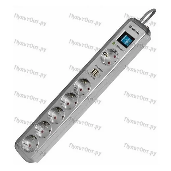 Сетевой фильтр 2м 6гн бз Defender DFS501 USB Charger (1/30)