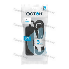 Удлинитель Фотон 10-33 3р.Б/З 10A 3.0м ПВС 2x0.75мм? черный (1/20)