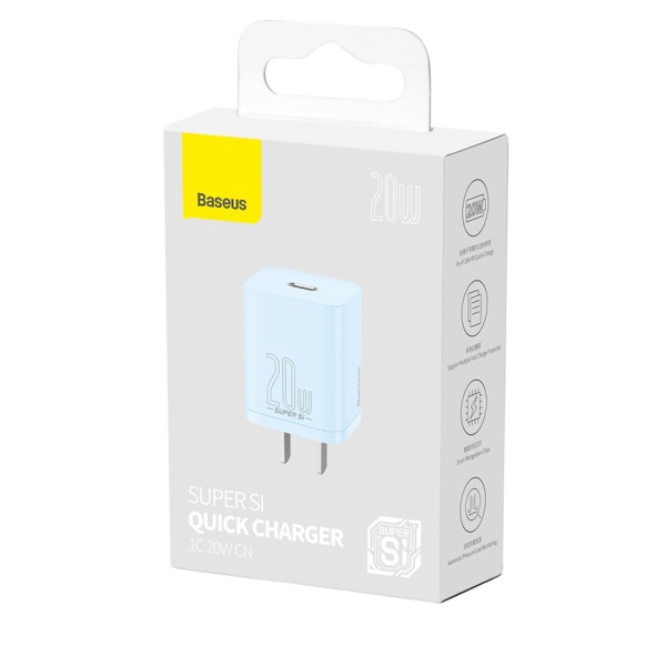 Блок питания сетевой 1 Type-C Baseus, CCSP030103, Super Si Pro, 3.0A, пластик, QC3.0, 20W, китайская