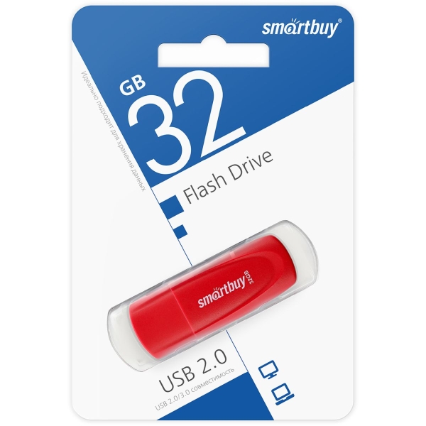 Флеш-накопитель Smartbuy Scout 32GB USB2.0 пластик красный