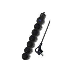 Удлинитель Космос 6р.С/З 10A 1.5м с выкл. ПВС 3х0.75мм? IP20 черный (1/30)