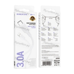 Кабель Borofone BX111 USB (m)-Type-C (m) 1м 3.0A ПВХ белый