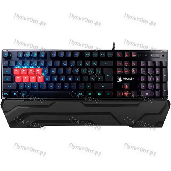 Клавиатура A4TECH B3370R черный USB Multimedia Gamer LED (подставка для запястий)