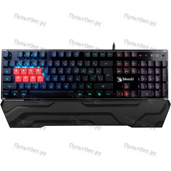 Клавиатура A4TECH B3370R черный USB Multimedia Gamer LED (подставка для запястий)