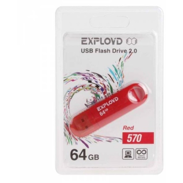 USB 64GB Exployd 570 красный