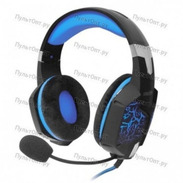 Гарнитура Smartbuy SBHG-3000 RUSH TAIPAN, черная/синяя, игровая, велюровые амбушюры, шнур 2,5 м.