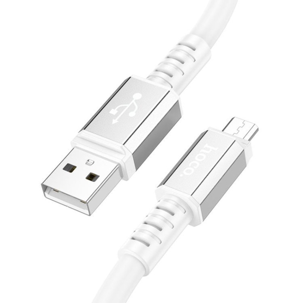 Кабель USB - микро USB Hoco X85 Strength, 1.0м, круглый, 2.4A, силикон, цвет: белый (1/33/330)