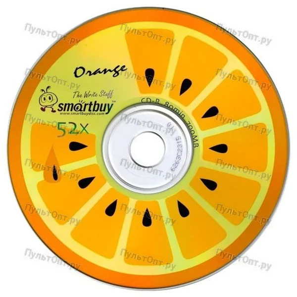 Диск Smartbuy CD-R 80min 52x Fresh-Orange CB-10 (200)