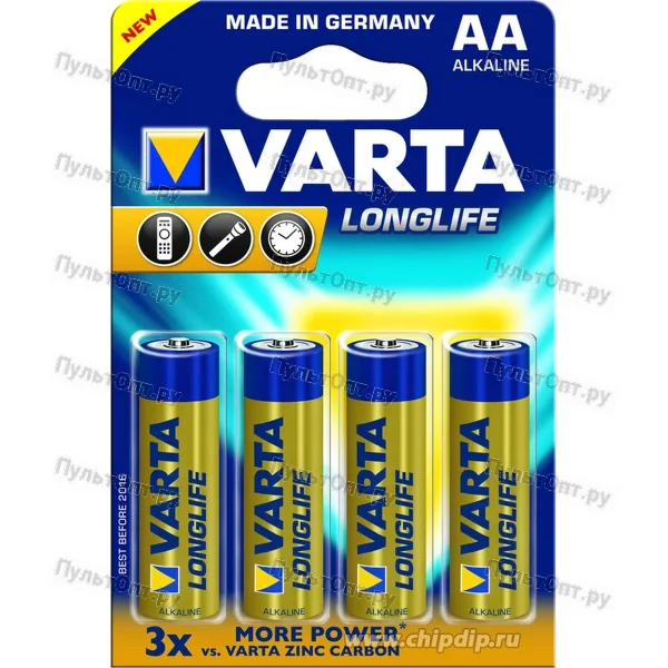 Эл. пит. AA alkaline BL4 Varta LONGLIFE (80)