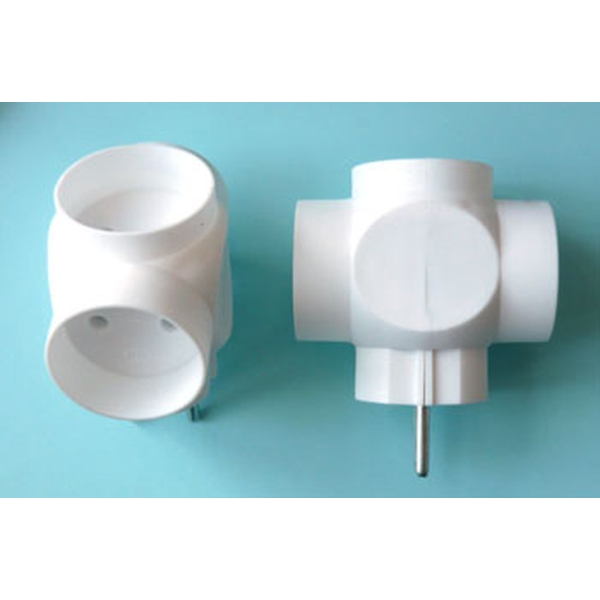 Тройник сетевой крест белый