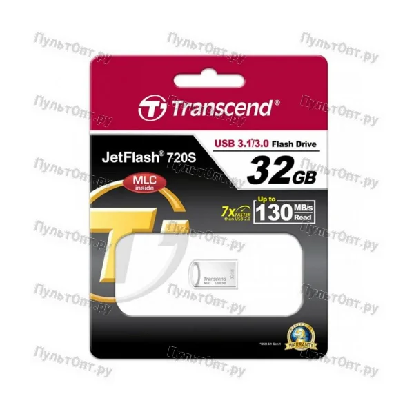 USB 3.1 32GB Transcend JetFlash 720S серебро металл