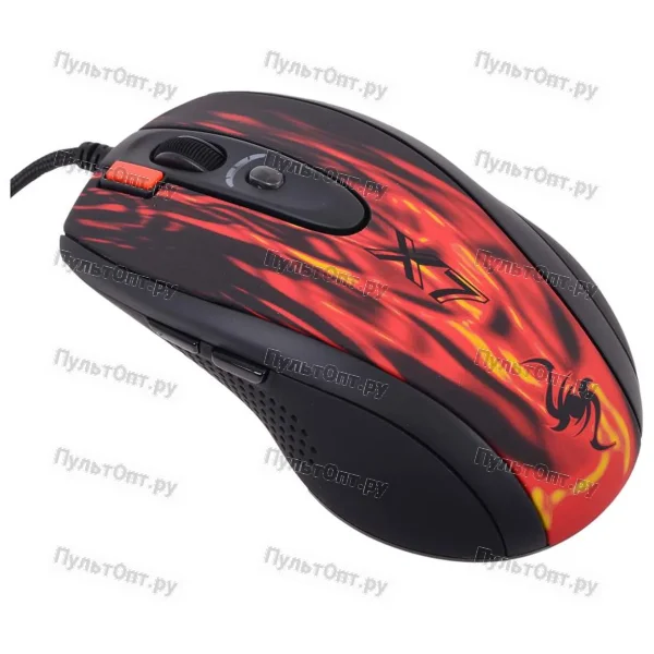 Мышь A4 XL-750BK красный/черный лазерная (3600dpi) USB2.0 игровая (6but)