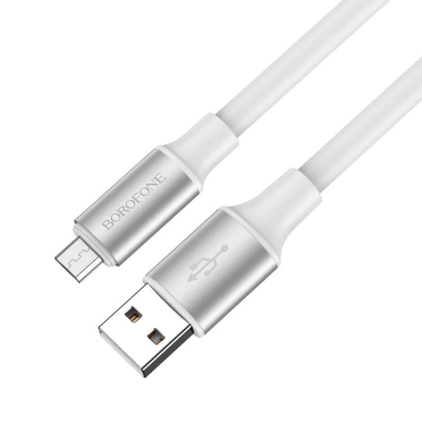 Кабель USB - микро USB Borofone BX82 Bountiful, 1.0м, круглый, 2.4A, силикон, цвет: белый (1/33/330)