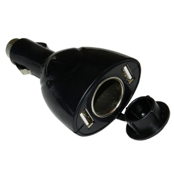 Автомобильное ЗУ 2 USB 5В, 1А+гнездо прикуривателя