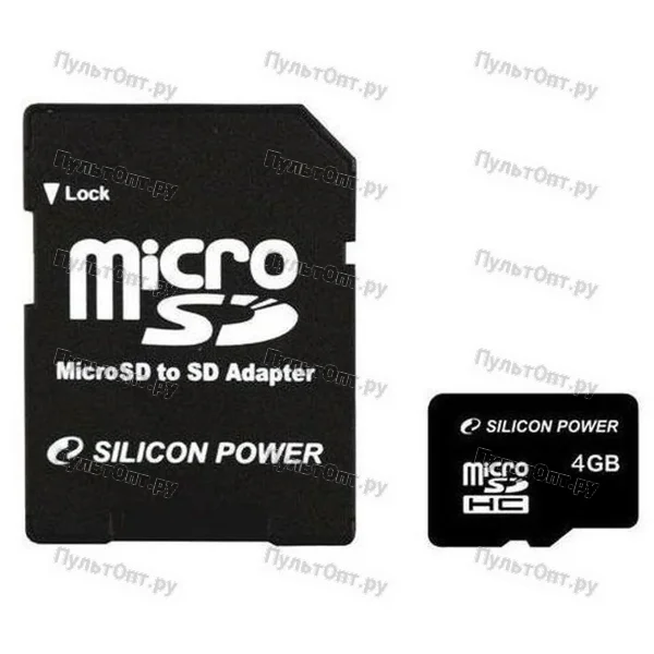 MicroSD 4GB Silicon Power Class 10 + SD адаптер