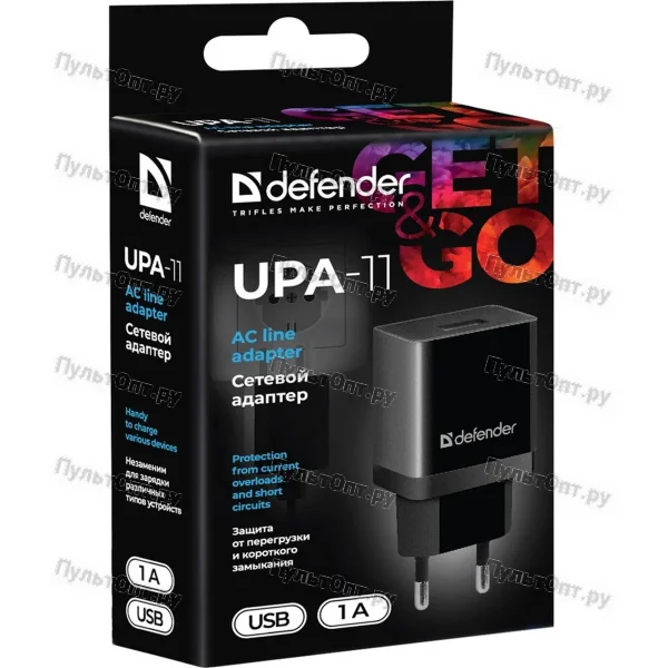 Сетевое З/У Defender UPA-11 1USB 1.0A черный (1/100)