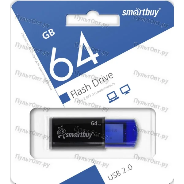 USB 64GB Smartbuy Click чёрный/синий