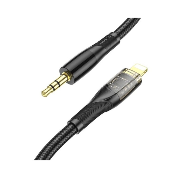 Кабель AUX Hoco UPA25 Jack 3.5mm (m)-Lightning (m) 1.0м нейлон черный (1/31/310)