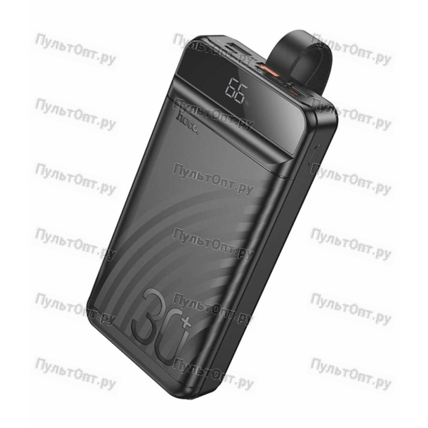 Аккумулятор внешний Hoco J123B Element, 30000mAh, 2 USB выхода, PD20 Вт, QC3.0, дисплей, цвет: чёрны