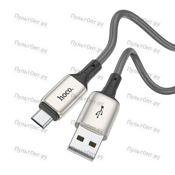 Кабель USB - микро USB Hoco X66 Howdy, 1.0м, круглый, 2.4A, силикон, цвет: серый(1/31/310)