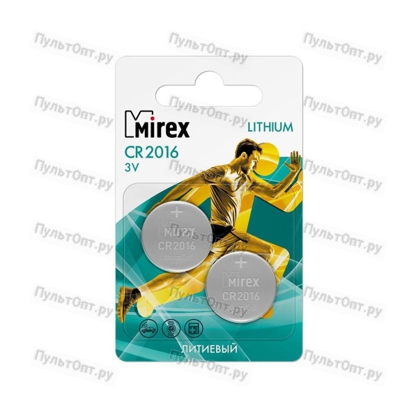 Эл. пит. Mirex CR2016 3V 2 шт (2/40/480), ecopack