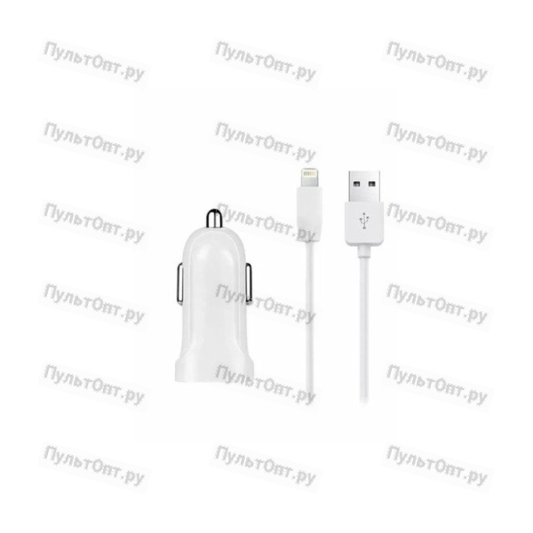 Блок питания автомобильный 1 USB Noname, FZ2W, 1500mA, кабель 8 pin, цвет: белый