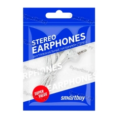 Наушники внутриканальные Smartbuy A4 (цветной пакет) белый (1/100)