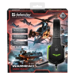 Наушники полноразмерные Defender G-320 Warhead с микр. игровые черный зеленый (1/20)