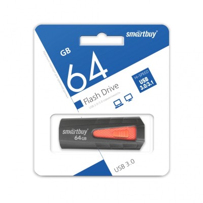 USB 3.0 64GB Smart Buy Iron чёрный/красный