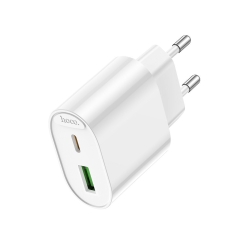 Сетевое З/У Hoco C109A 1USB+1Type-C 20W PD3.0 белый (1/36/216)