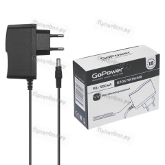 Блок питания GoPower 500mA 9V 5,5х2,1/12 нестабилизированный отрицательная полярность (1/100)