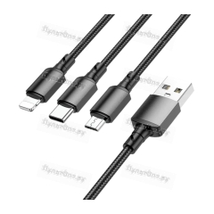 Кабель Borofone BX72 USB (m)-Lightning/Type-C/microUSB (m) 1м 2.0A нейлон черный (1/360)