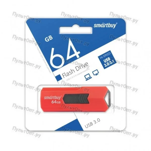 USB 3.0 64GB Smartbuy Stream красный