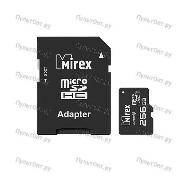 MicroSDXC 256GB Mirex Class 10 UHS-I + SD адаптер