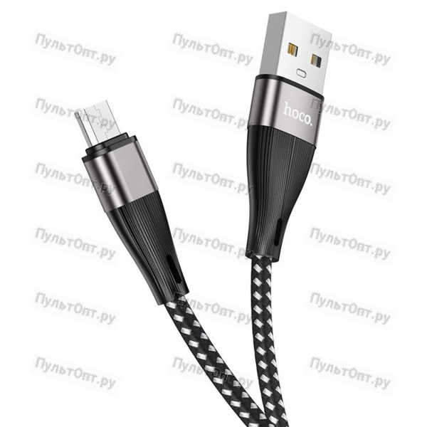 Кабель Hoco X57 USB (m)-microUSB (m) 1.0м 2.4A нейлон черный (1/33/330)