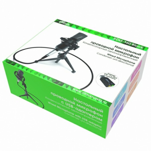 Микрофон Ritmix RDM-160, черный, настольный (1/100)
