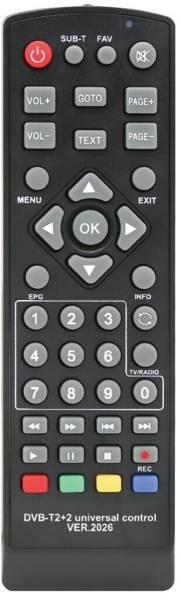 Универсальный пульт Huayu DVB-T2+2 Ver. 2026