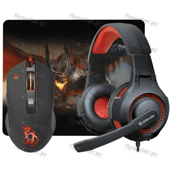 Набор Defender Devourer MHP-006, игровой, мышь+гарнитура+ковер