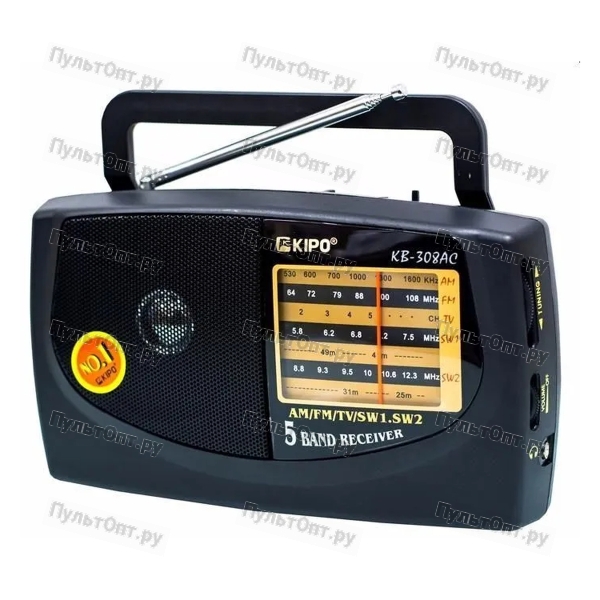 Радиоприемник KIPO KB-308AC пластик Jack3.5 черный (1/40)