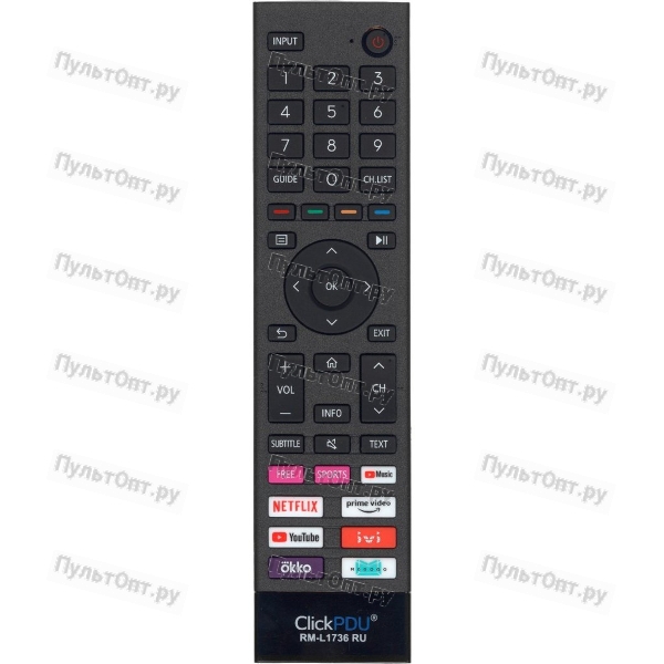 Универсальный пульт ClickPdu RM-L1736 RU (для TV HISENSE, DEXP, DNS)