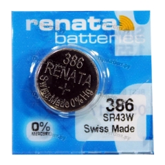 Батарейка Renata 386 (SR43W) Silver Oxide 1.55V (1/10/100)