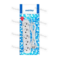 Удлинитель Smartbuy 5р.Б/З 10A 2.0м ПВС 2x1мм? белый