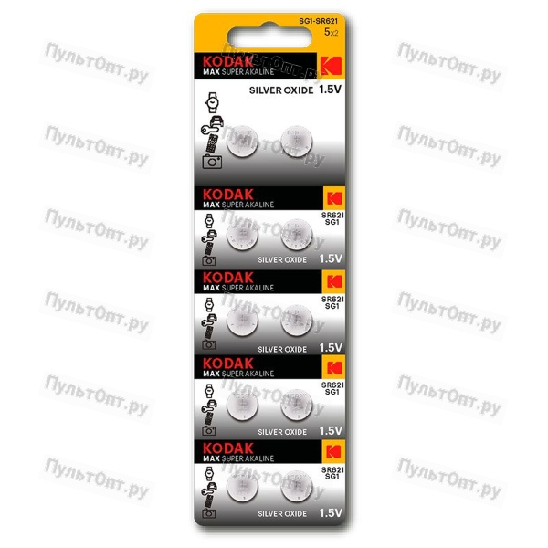 Эл. пит. Kodak SG1 (364) SR621, SR60 MAX Silver Oxid Button Cell (10/100/2000)